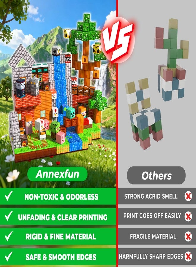 Annexfun 300 PCS Magnetic Blocks - Magnetic Building Blocks, Stacking Magnets for Kids, Sensory Toy for STEM Montessori Sensory Toys for Kids 3+ Boys and Girls Christmas Birthday Gifts - Image 4
